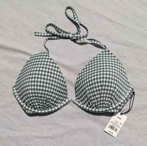 NWT green gingham push up bikini top 👙